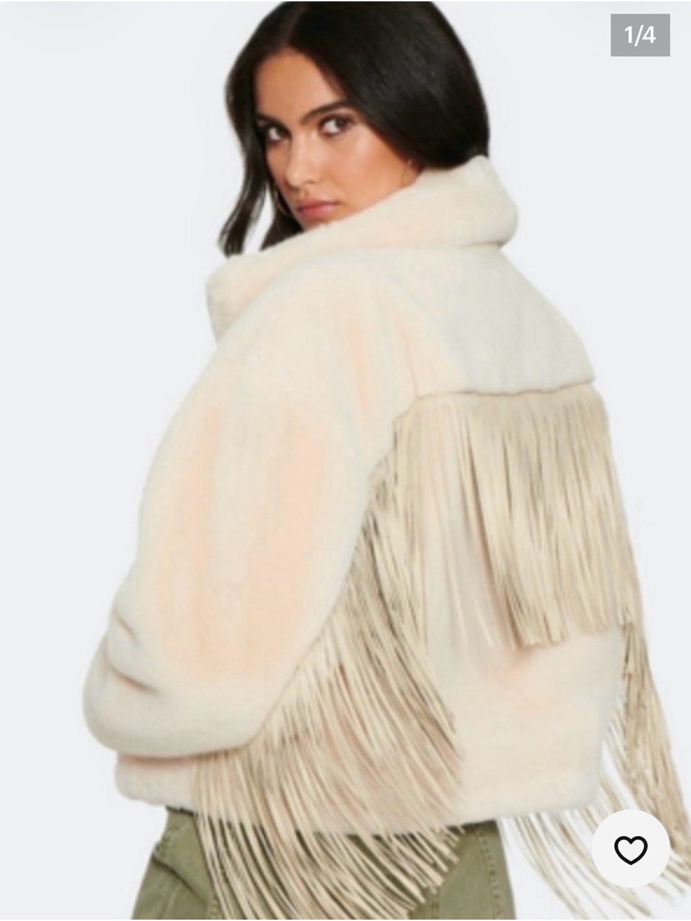 Blue Revival Faux Fur Fringe Jacket in Cream